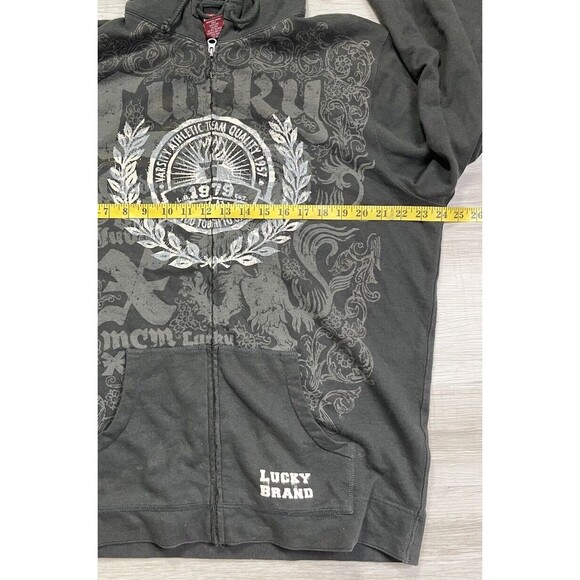 Vintage Lucky Brand Dungarees Men’s Hooded  Sweartshirt Jacket. Size: L - Picture 3 of 5